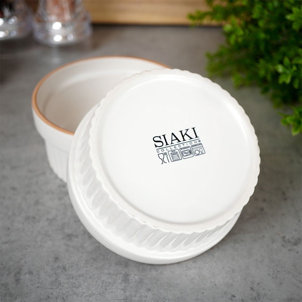 Set of small porcelain bowls for baking and serving