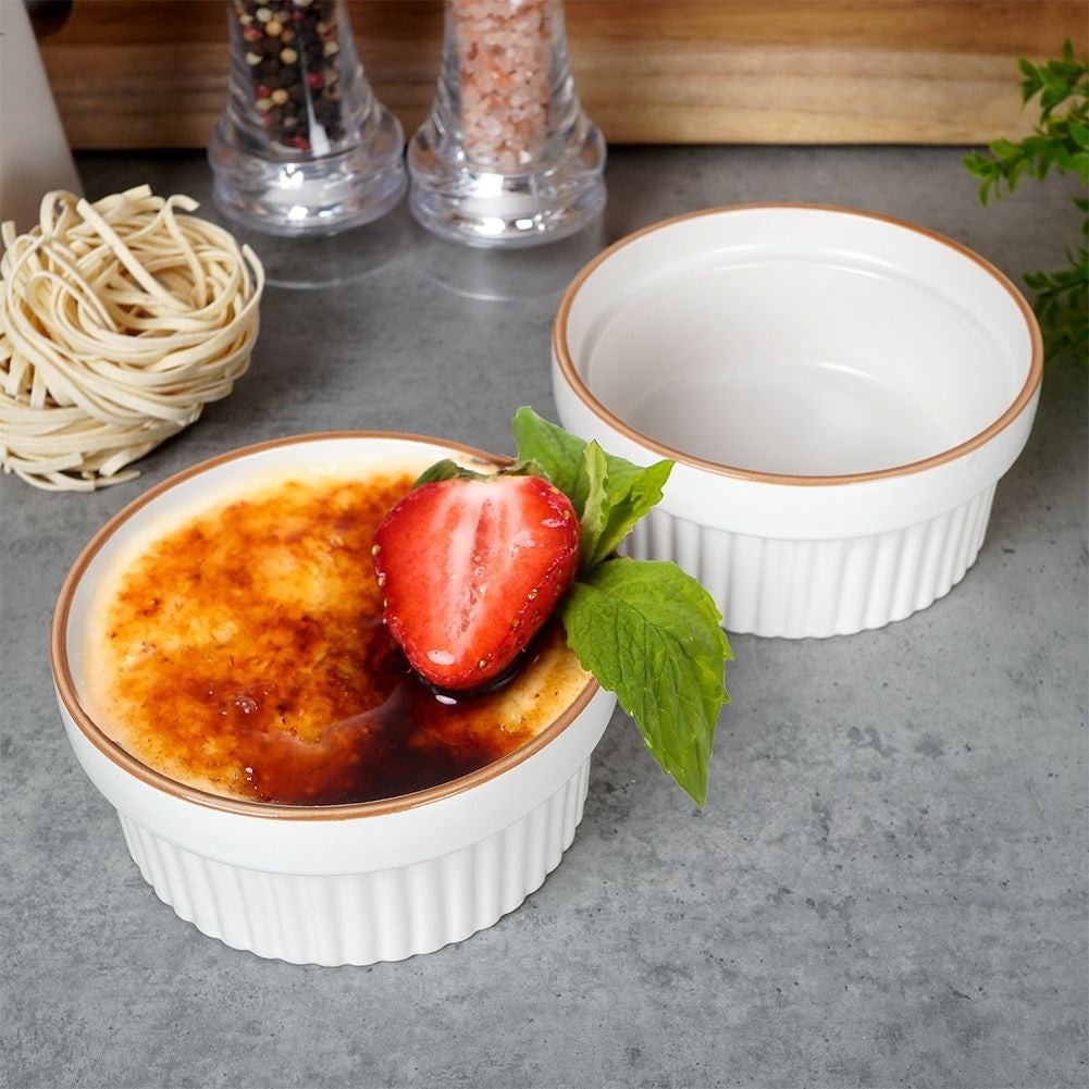 Set of small porcelain bowls for baking and serving