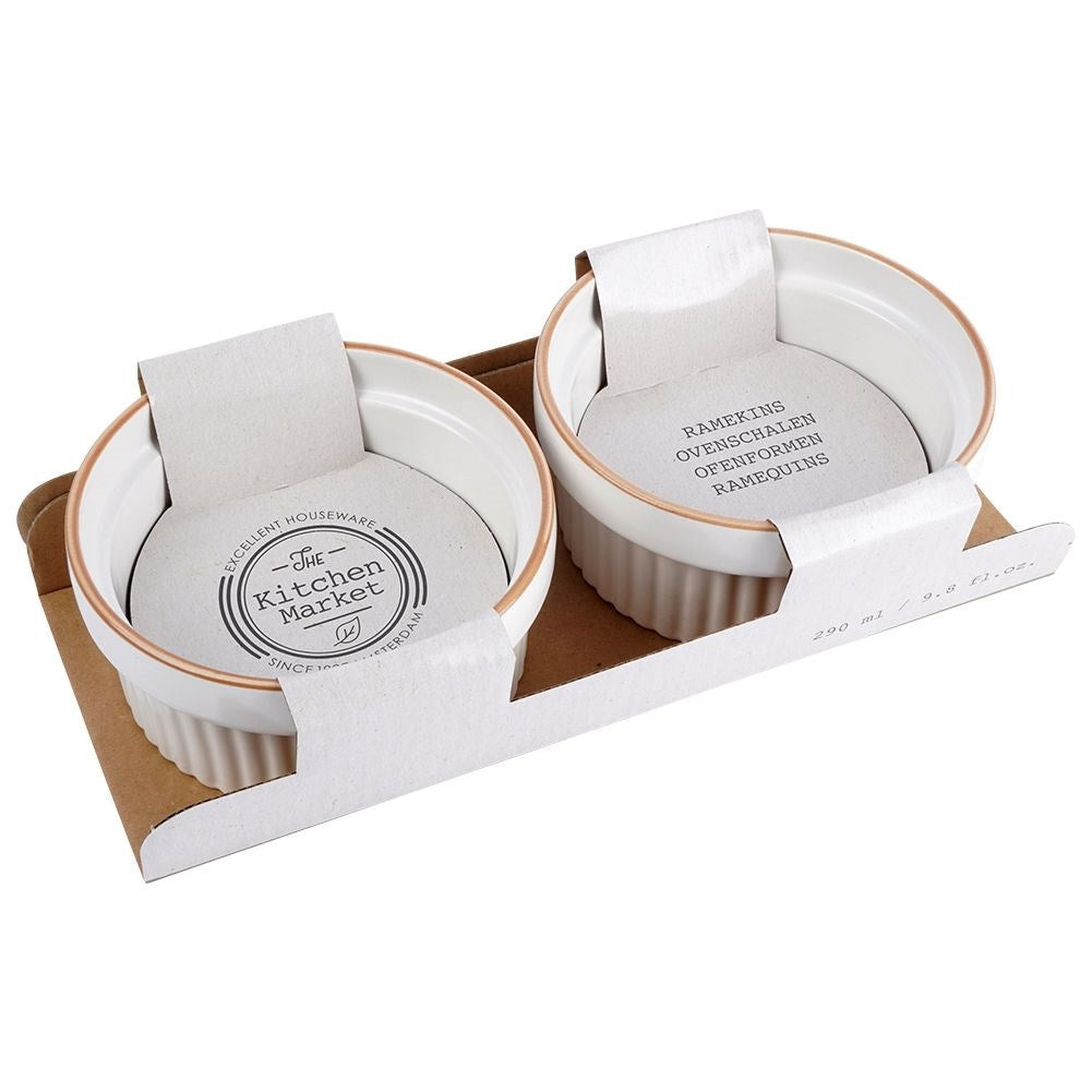 Set of small porcelain bowls for baking and serving
