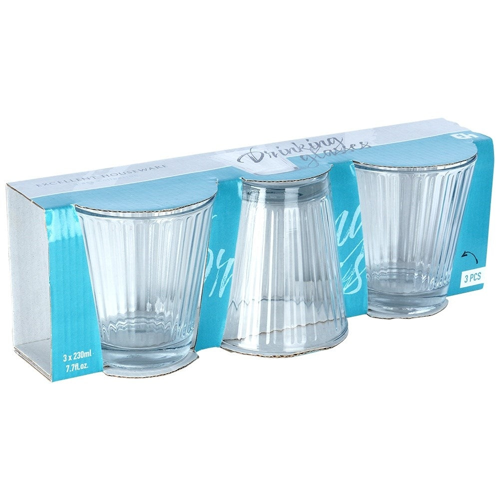 Set of three glasses, 220 ml, thick transparent glass