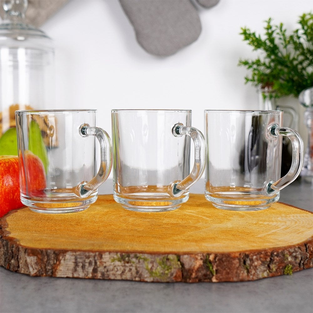 Set of three glasses with handles - Thick glass, microwave safe