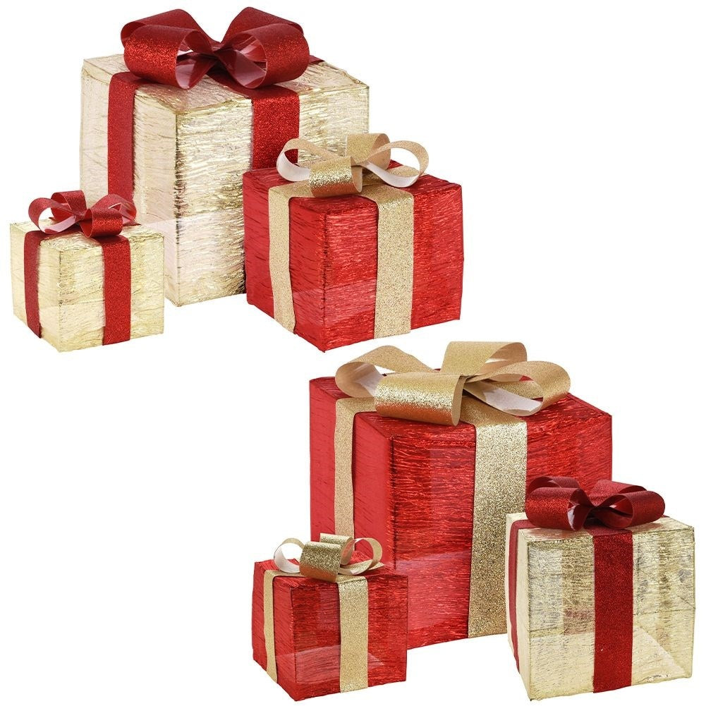Set of three silver packages of LED lights for Christmas decoration