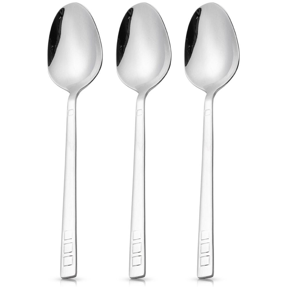 Set of three stainless steel spoons, dishwasher safe