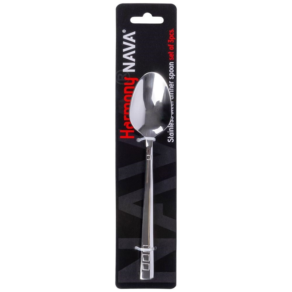 Set of three stainless steel spoons, dishwasher safe