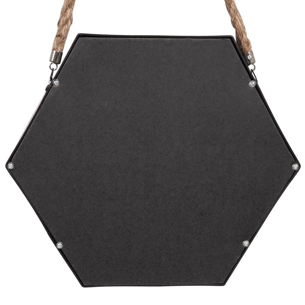Set of three stylish hexagon mirrors with black frame