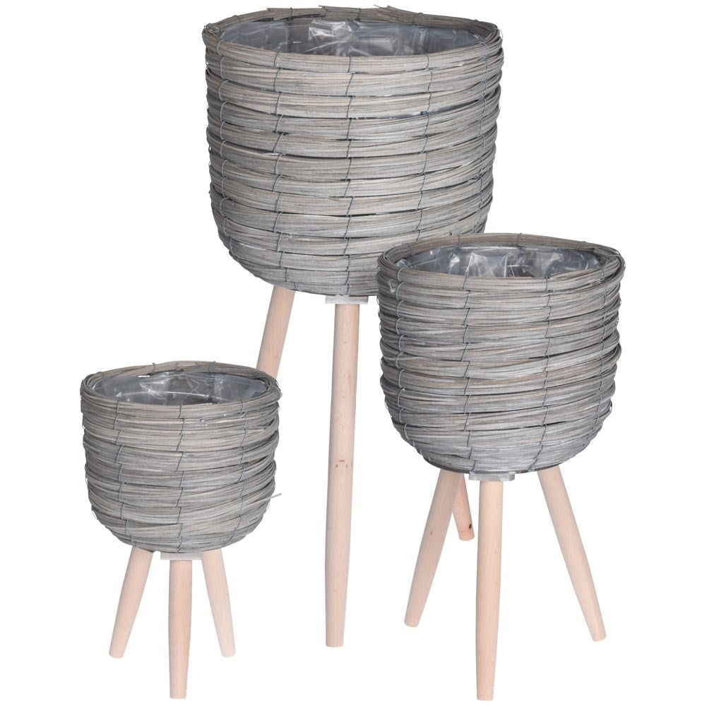 Set of three wicker pots - Scandinavian plant decoration