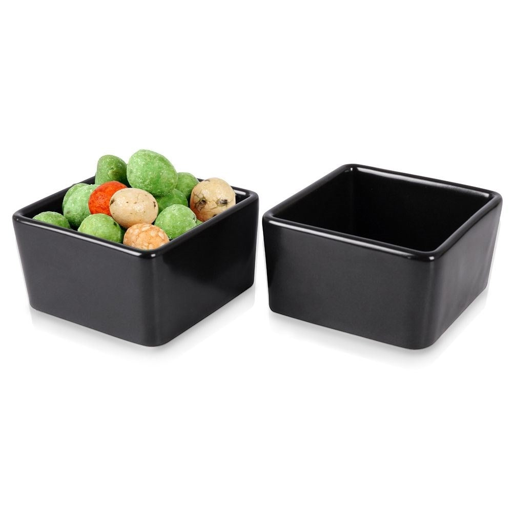 Set of two black ceramic bowls, dishwasher safe