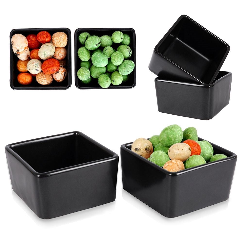 Set of two black ceramic bowls, dishwasher safe