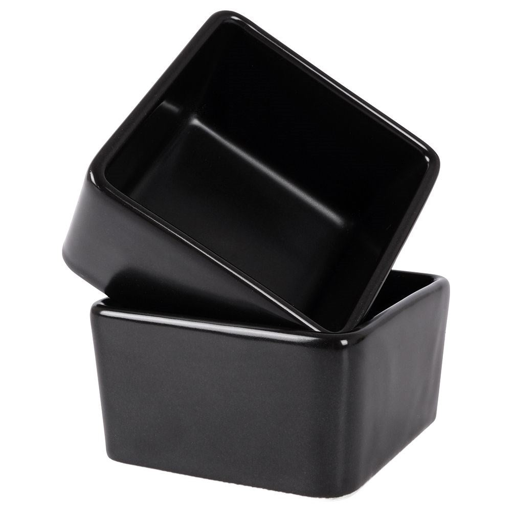 Set of two black ceramic bowls, dishwasher safe