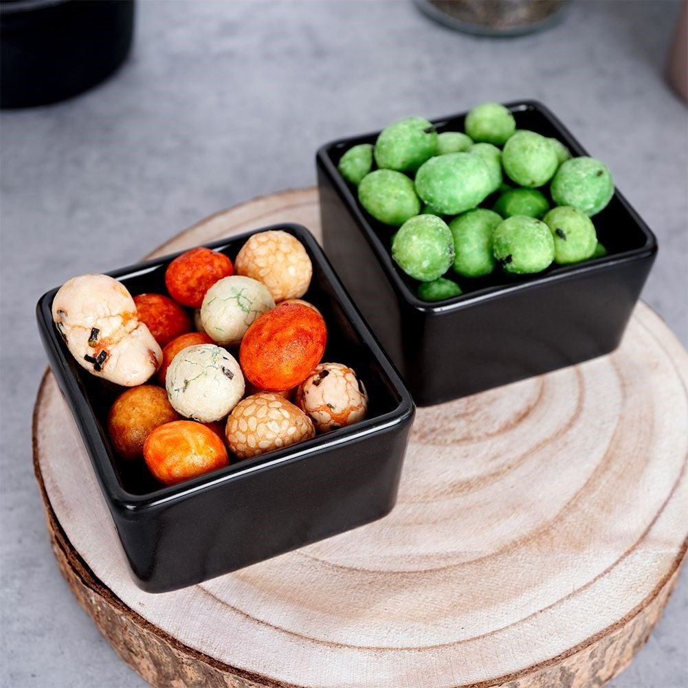 Set of two black ceramic bowls, dishwasher safe