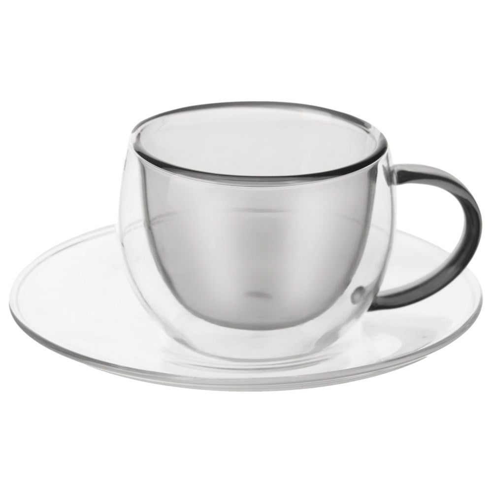 Set of two double-walled cups and saucers, 90 ml for espresso