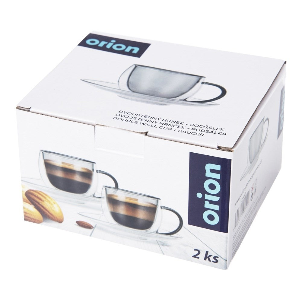 Set of two double-walled cups and saucers, 90 ml for espresso
