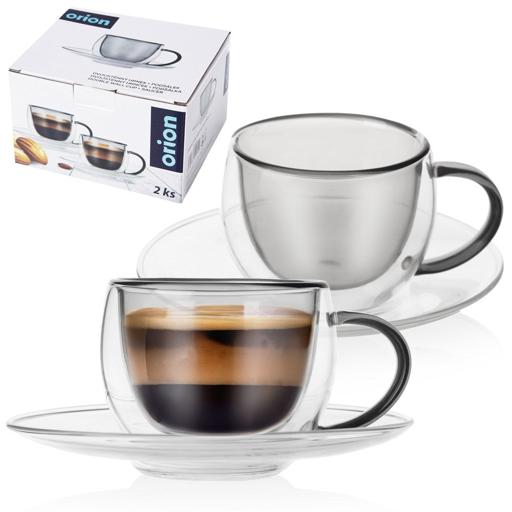 Set of two double-walled cups and saucers, 90 ml for espresso