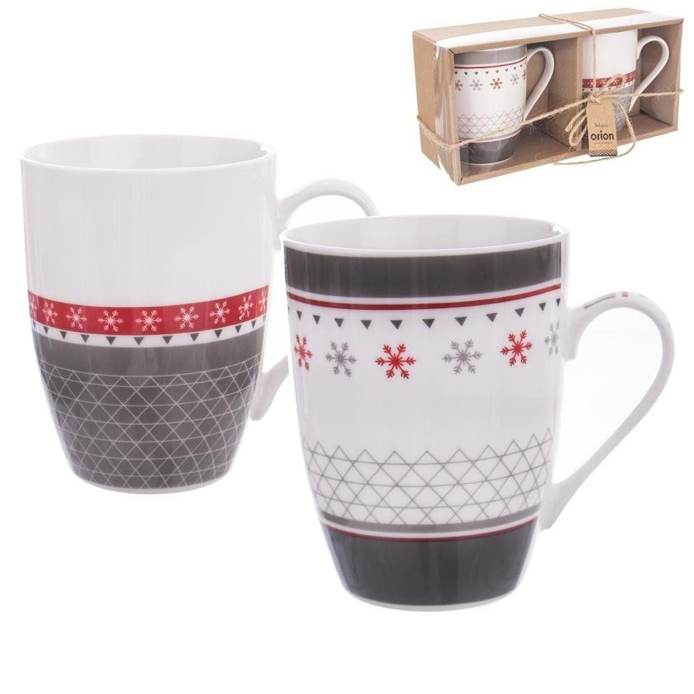 Set of two unique porcelain mugs in a gift box