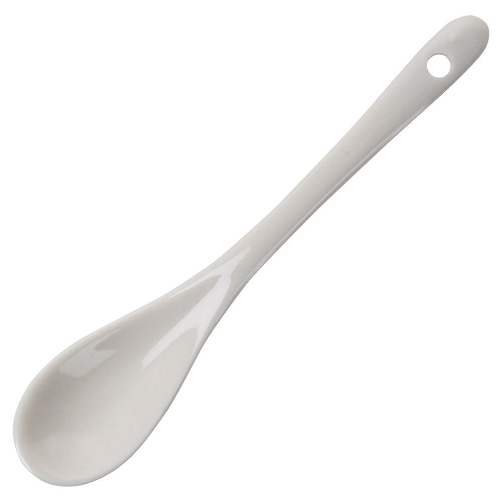 Set of two white porcelain egg cups with spoons