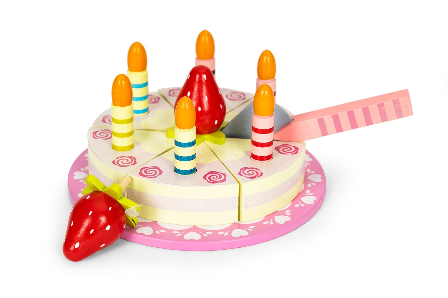 Set of wooden Velcro cake, fruit candles for children, 16 elements