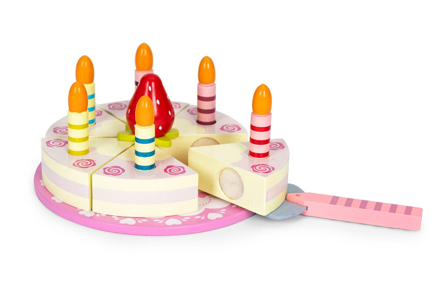 Set of wooden Velcro cake, fruit candles for children, 16 elements