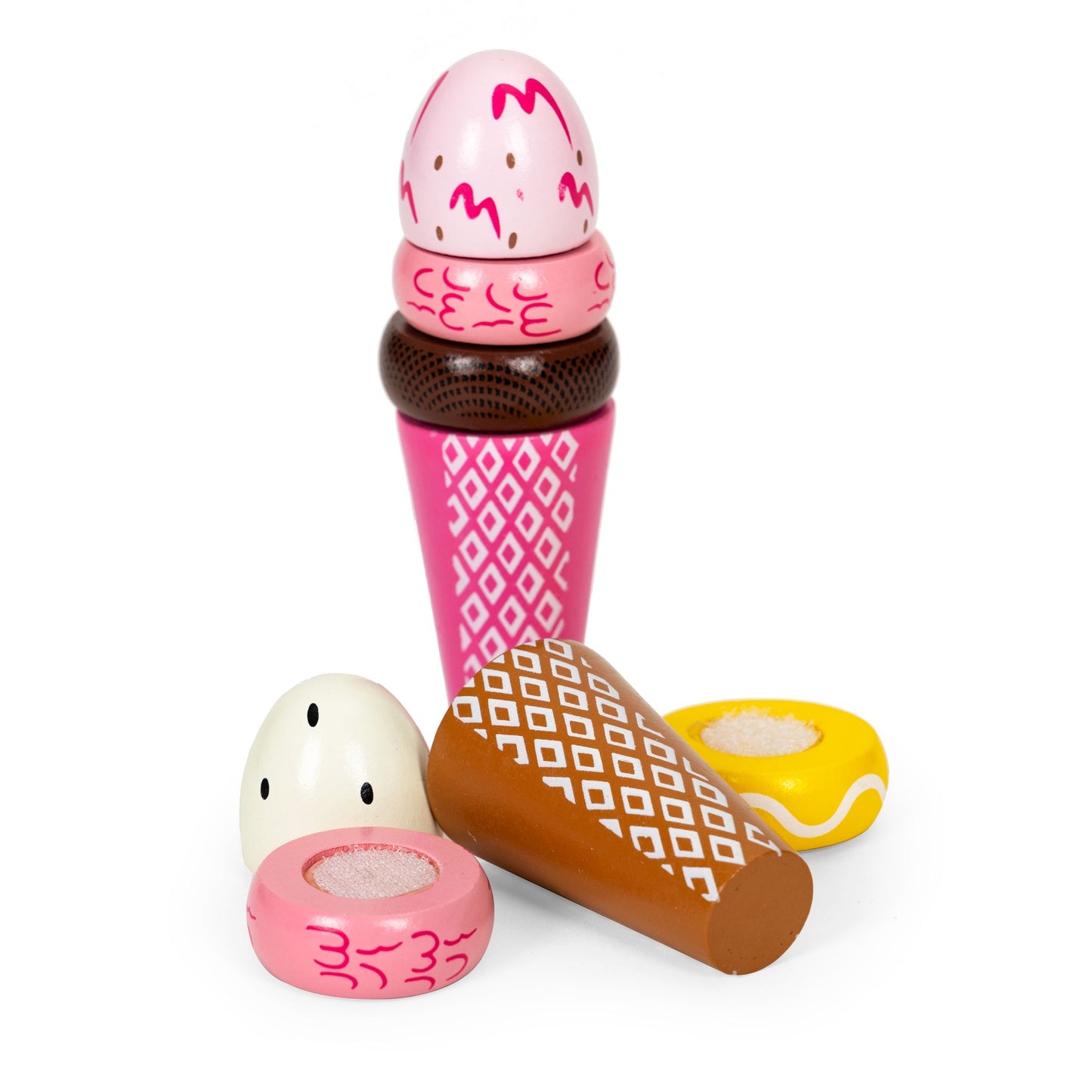 Set of wooden Velcro ice creams for children, 9 elements