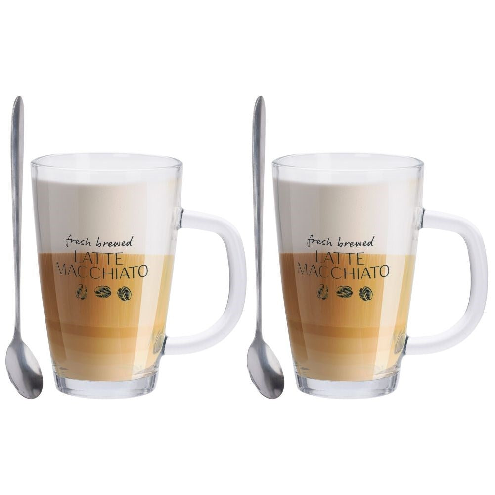 Set with latte glasses and long spoons - perfect for coffee lovers