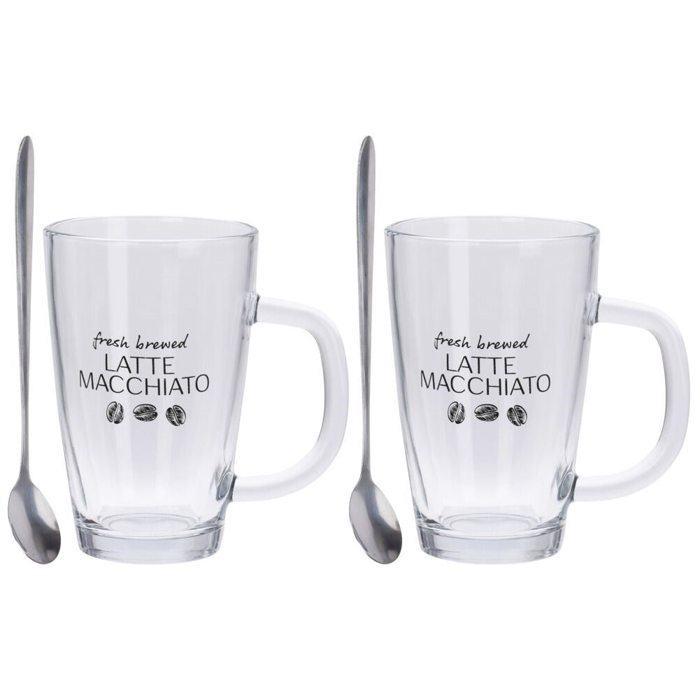 Set with latte glasses and long spoons - perfect for coffee lovers