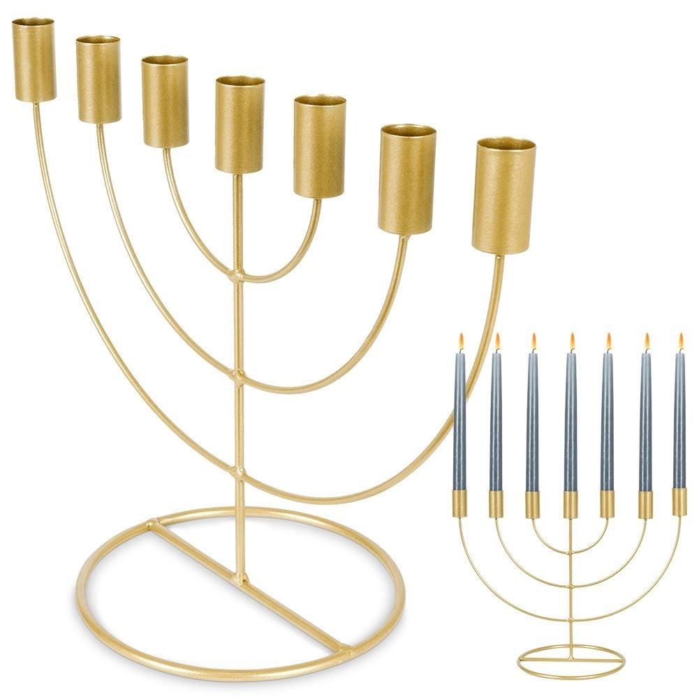 Seven-armed Candlestick in Gold for Advent and Loft-Style