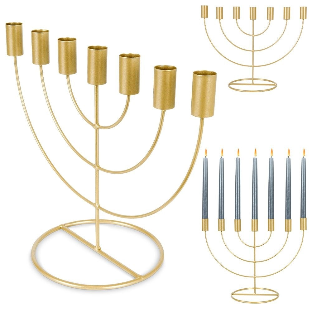 Seven-armed Candlestick in Gold for Advent and Loft-Style