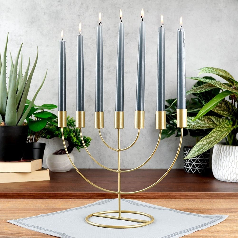 Seven-armed Candlestick in Gold for Advent and Loft-Style