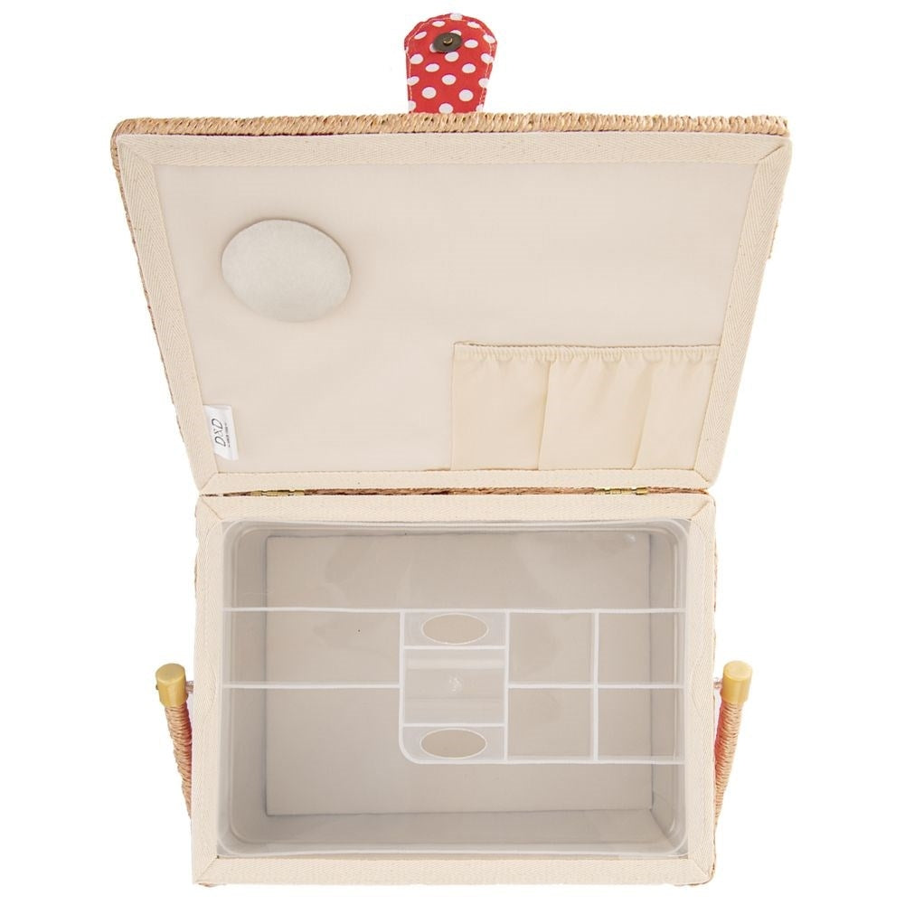 Sewing box with removable organizer and polka dot design