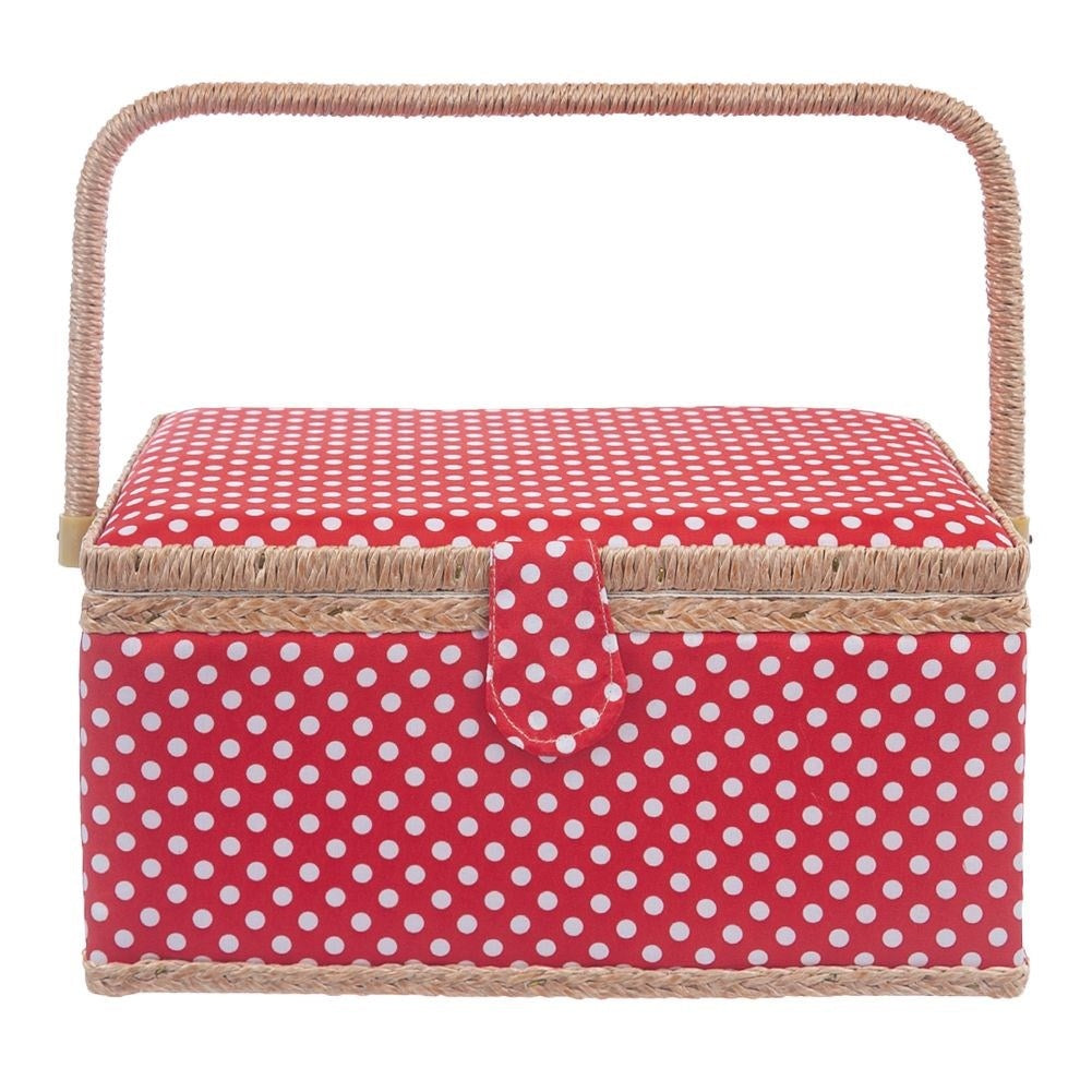 Sewing box with removable organizer and polka dot design