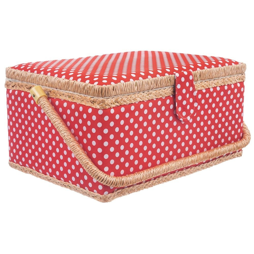 Sewing box with removable organizer and polka dot design