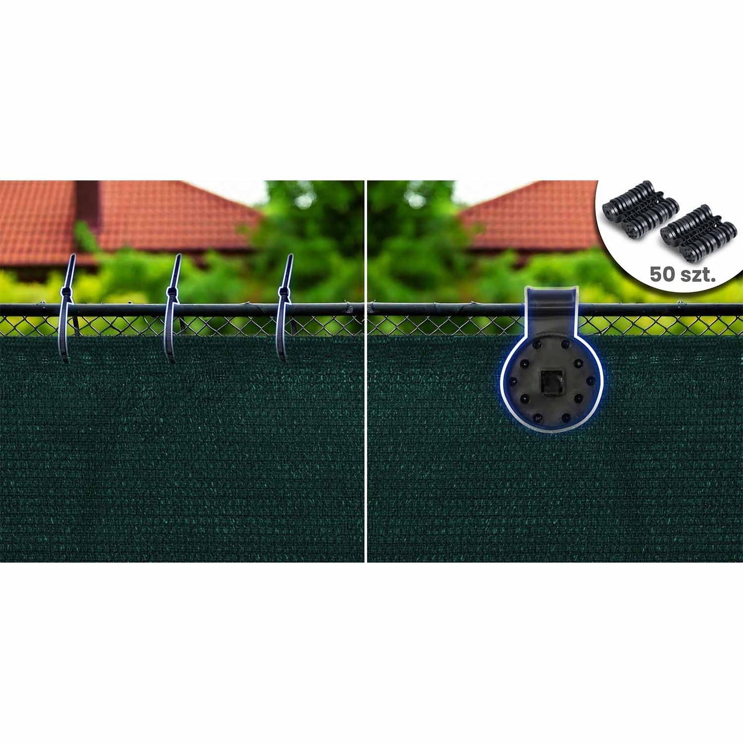 Shade Net 1.5x50m 110 g/m², 50 Clips, Green