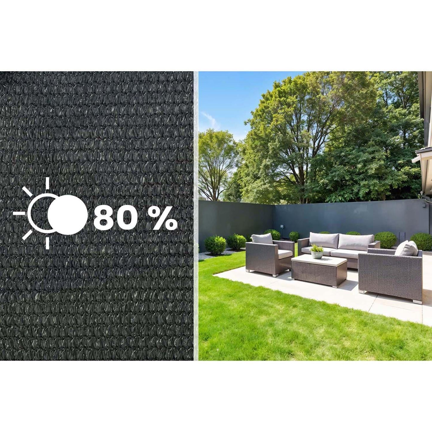 Shade net 1.5x25m 110g/m2 + 50 clamps gray