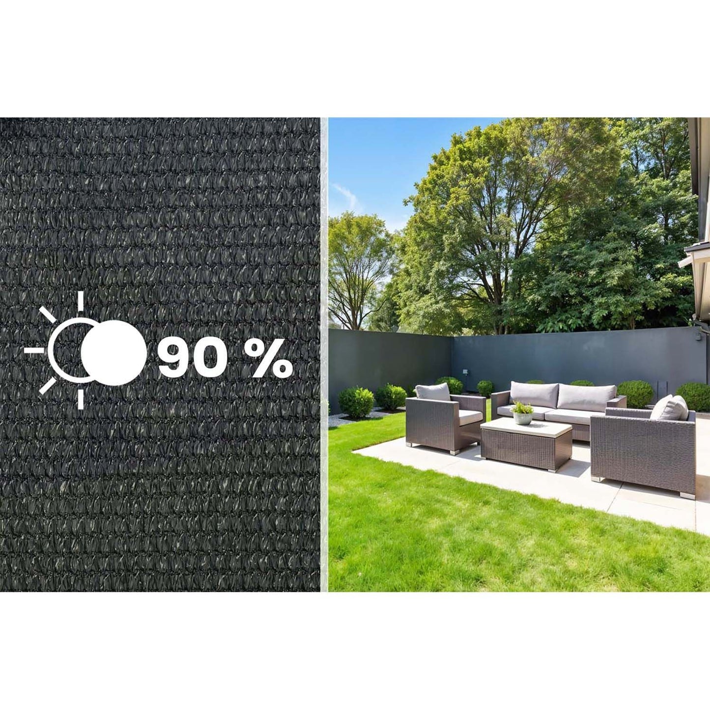 Shade net 1.5x50m 140g/m2 + 50 clamps gray