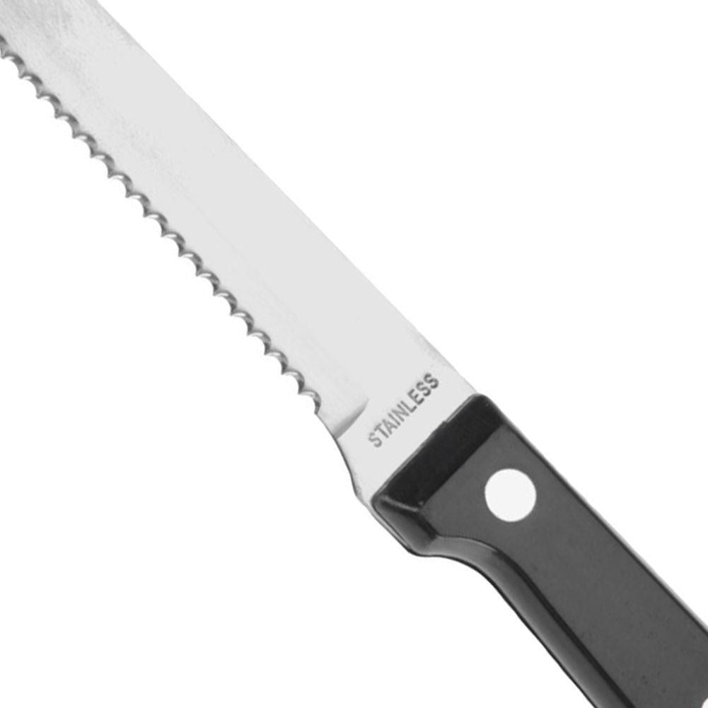Sharp steak knives with serrated blades and robust handles
