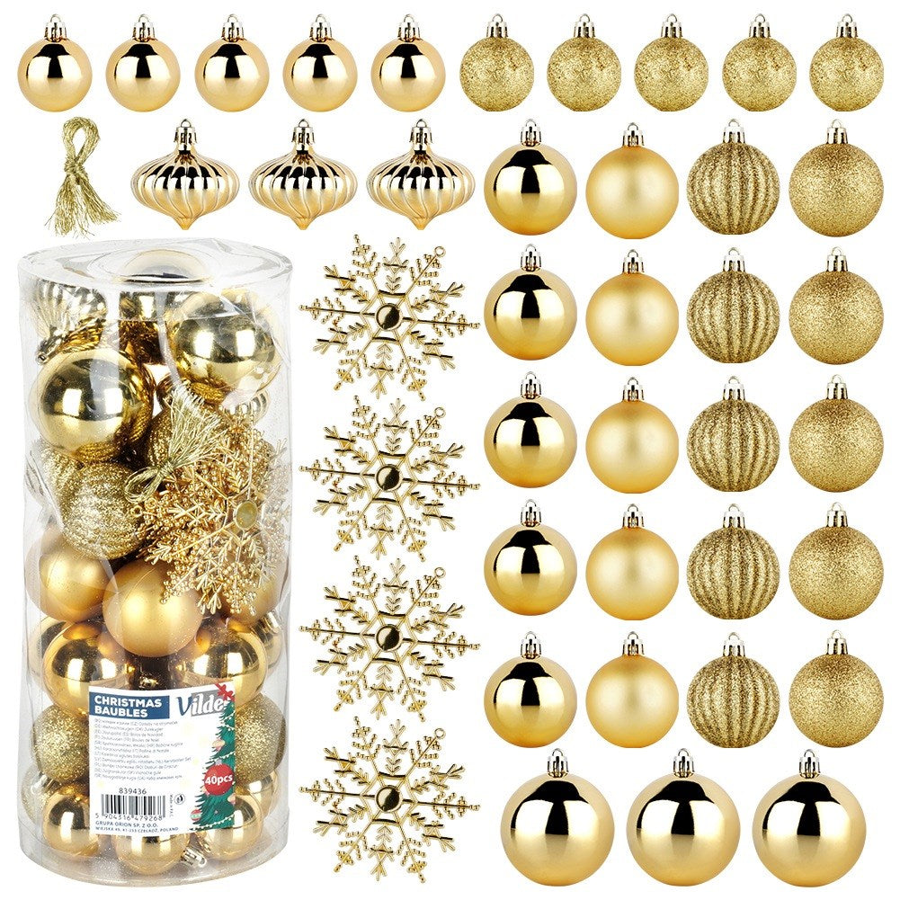 Shatterproof Christmas baubles gold 4 / 5 / 6 / 10 cm 40 pcs.