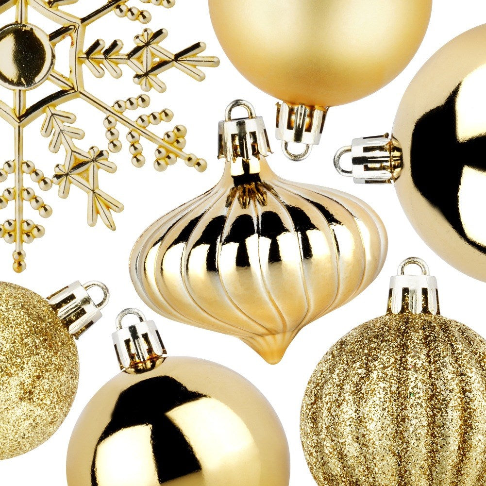 Shatterproof Christmas baubles gold 4 / 5 / 6 / 10 cm 40 pcs.