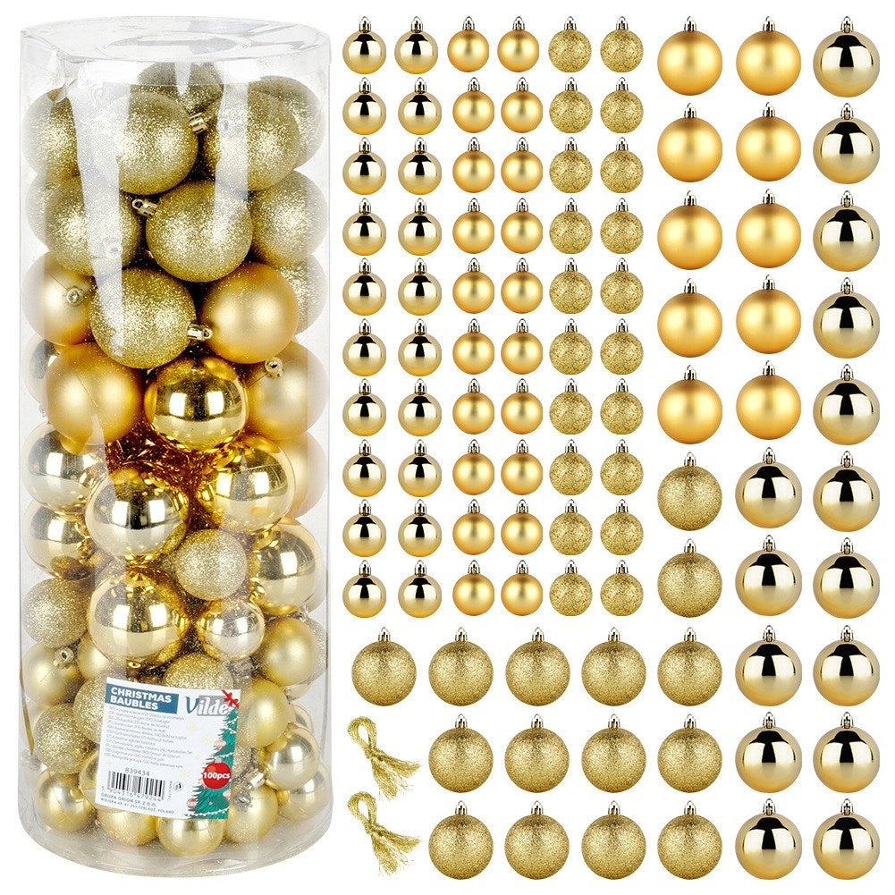 Shatterproof Christmas baubles gold 4/6 cm 100 pcs.