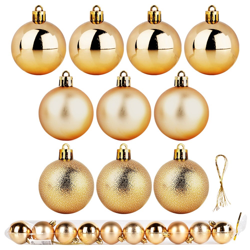 Shatterproof Christmas baubles gold 5 cm 10 pcs.