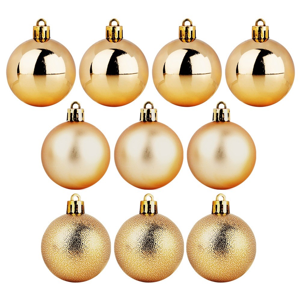 Shatterproof Christmas baubles gold 5 cm 10 pcs.