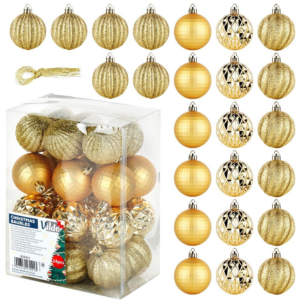 Shatterproof Christmas baubles gold 5 cm 24 pcs.