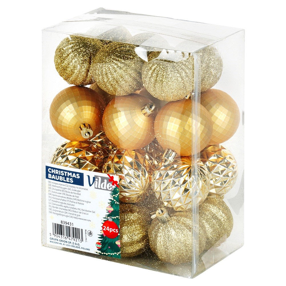 Shatterproof Christmas baubles gold 5 cm 24 pcs.