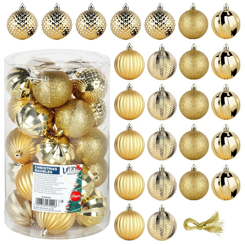 Shatterproof Christmas baubles gold 6 cm 25 pcs.