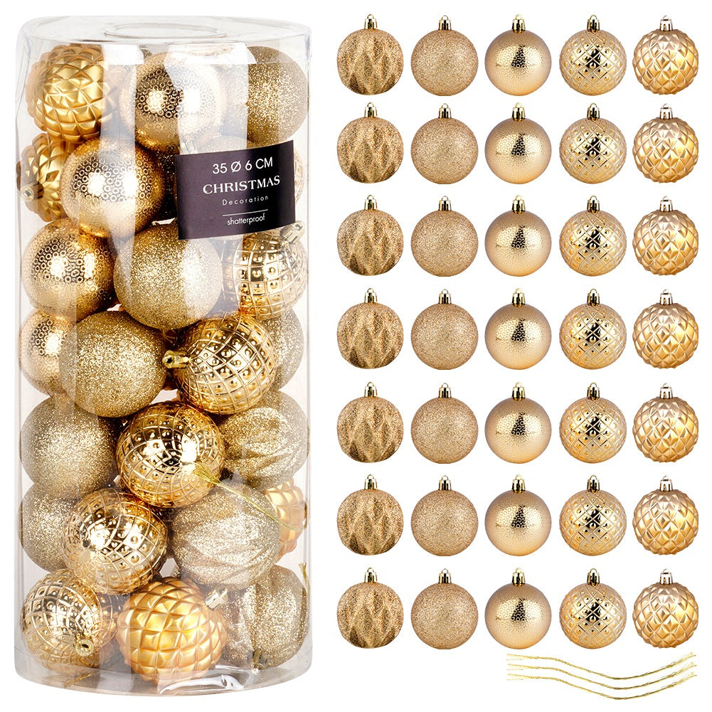 Shatterproof Christmas baubles gold 6 cm 35 pcs.