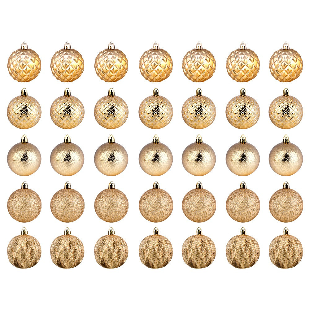 Shatterproof Christmas baubles gold 6 cm 35 pcs.