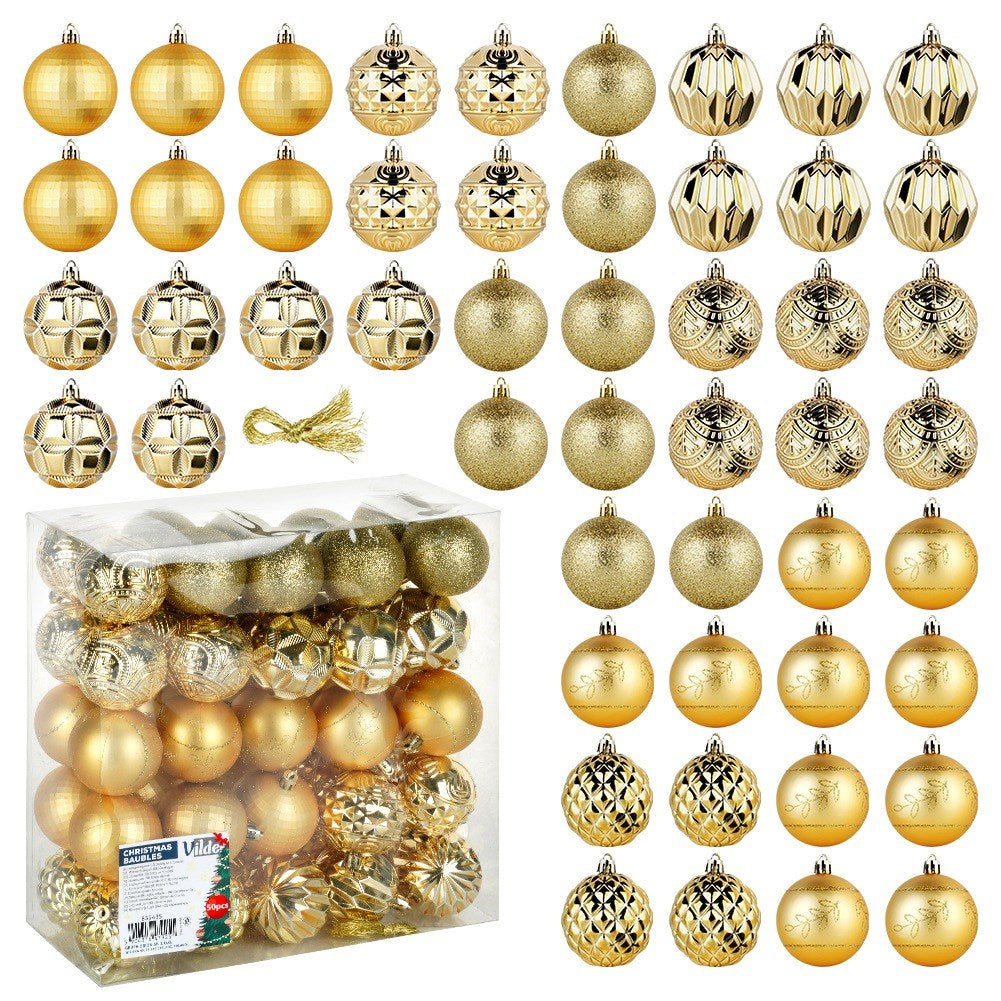 Shatterproof Christmas baubles gold 6 cm 50 pcs.