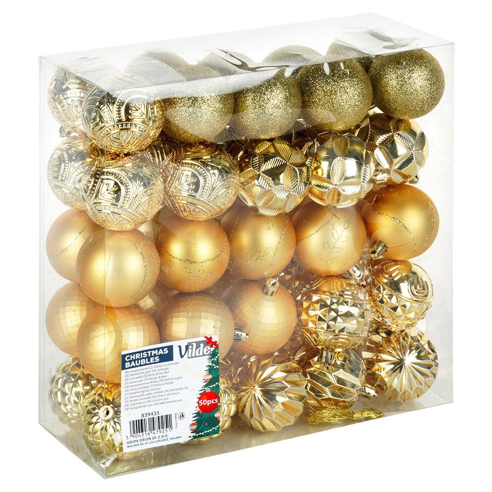 Shatterproof Christmas baubles gold 6 cm 50 pcs.