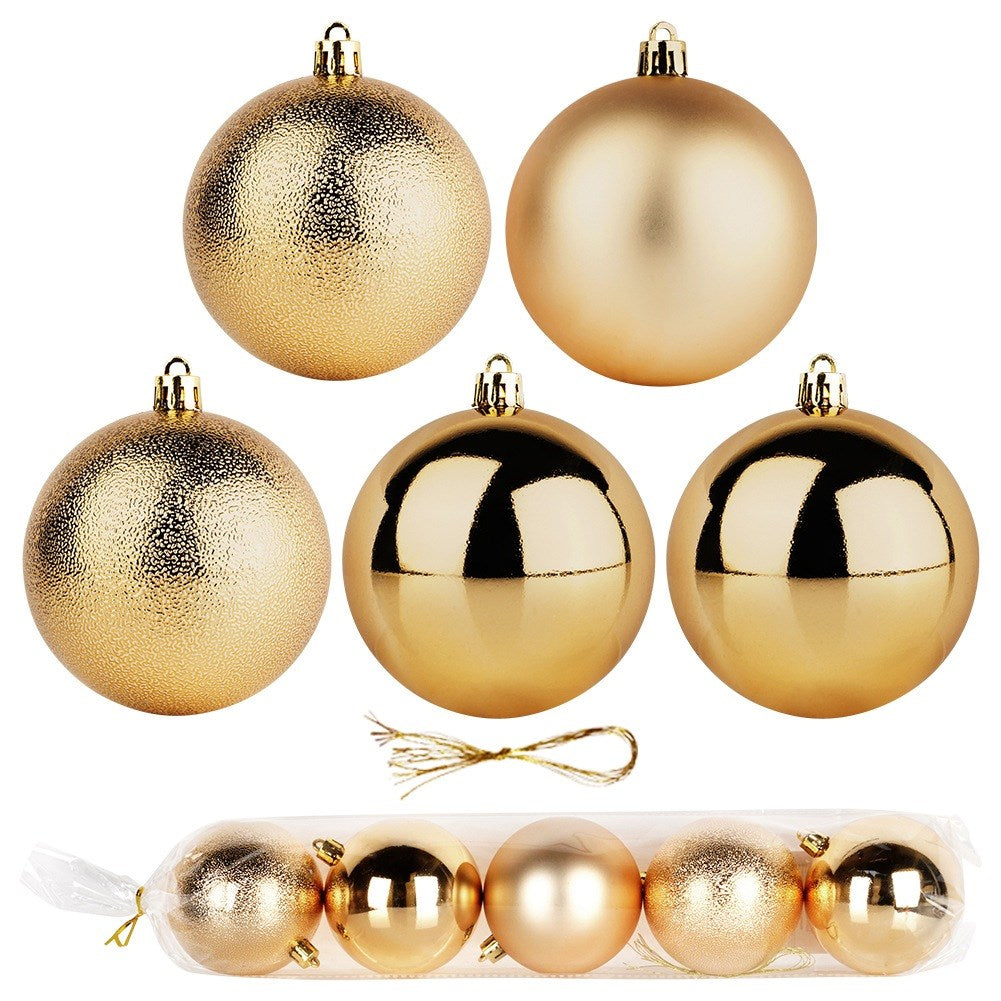 Shatterproof Christmas baubles gold 8 cm 5 pcs.