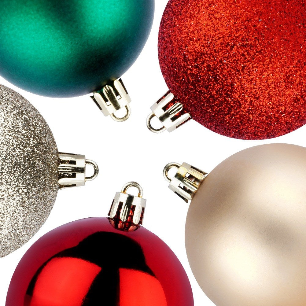 Shatterproof Christmas baubles red green champagne 6 cm 50 pcs.