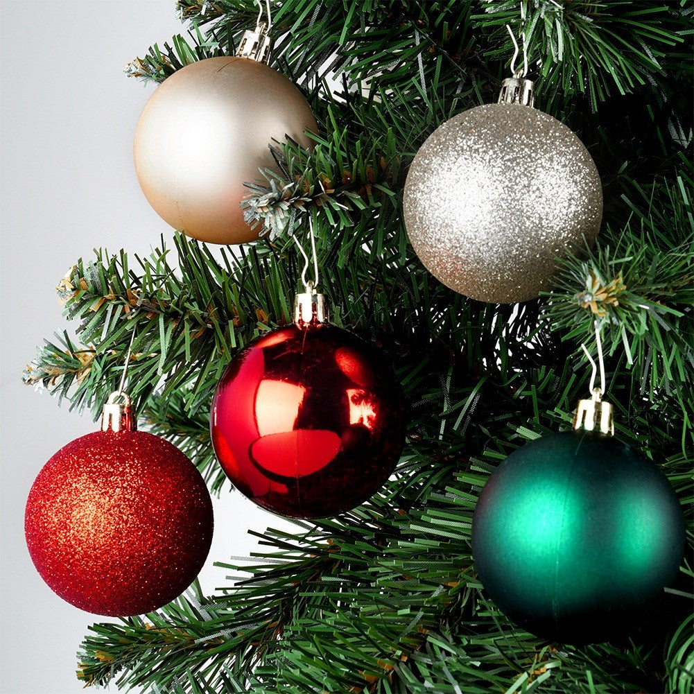 Shatterproof Christmas baubles red green champagne 6 cm 50 pcs.