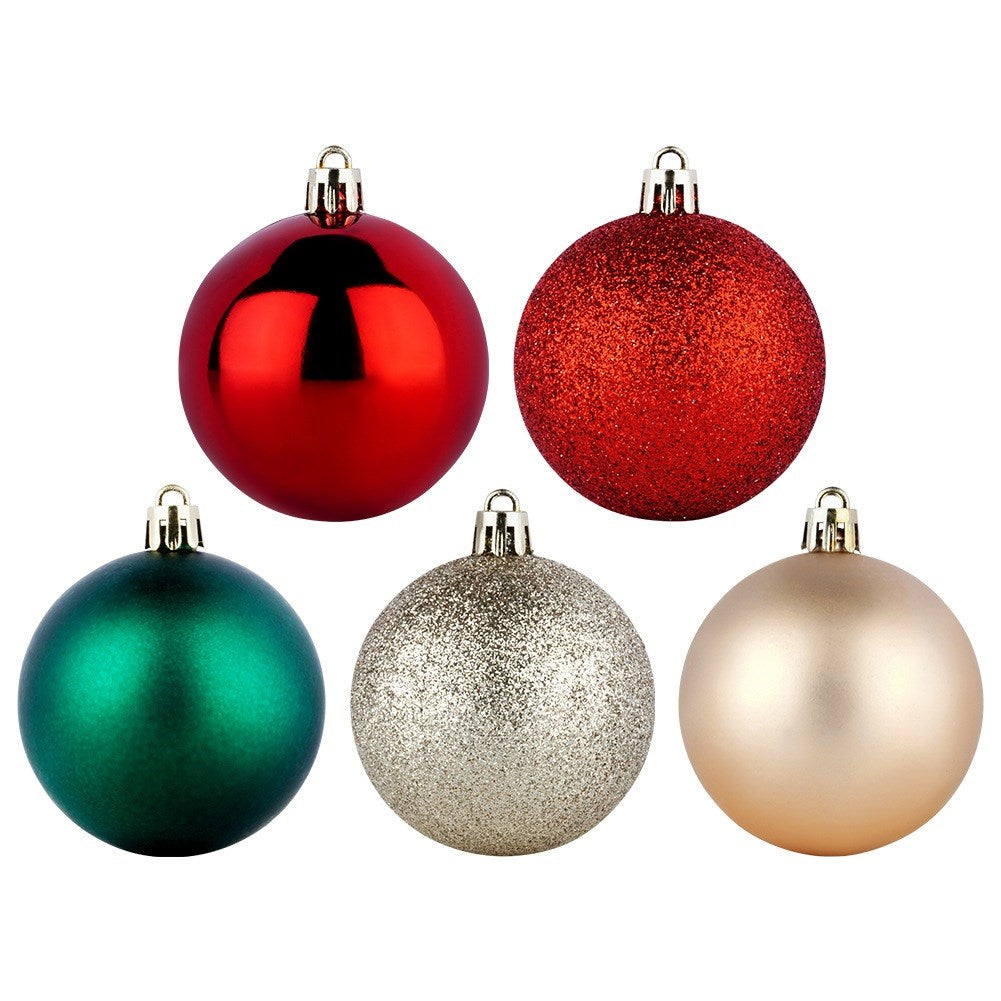 Shatterproof Christmas baubles red green champagne 6 cm 50 pcs.